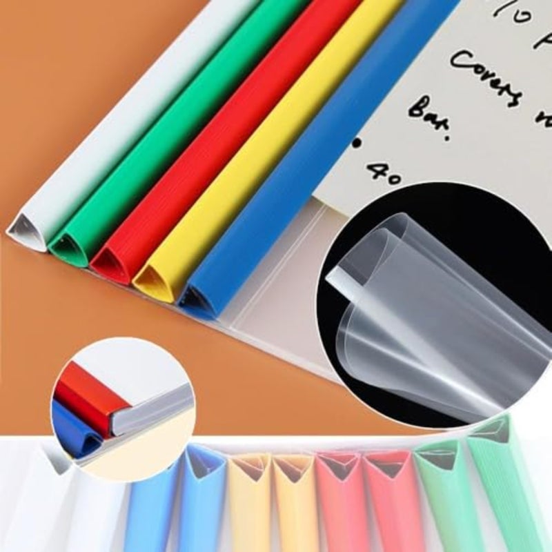 10Pcs Clear Report Covers with Sliding Bar, 40 Sheet Capacity Plastic Binder Paper Protector, Report Folders with Clear Cover for Resume File Documents, 5 Colors - Image 4