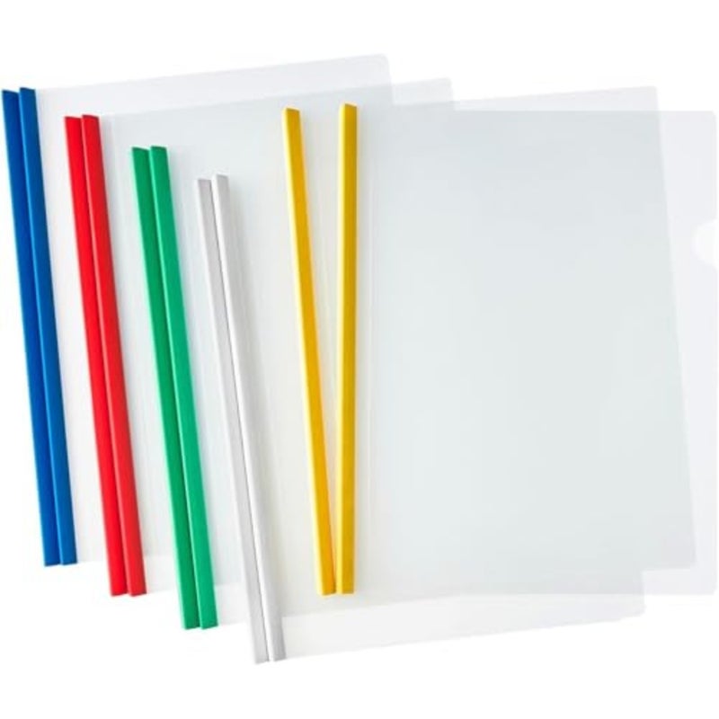 10Pcs Clear Report Covers with Sliding Bar, 40 Sheet Capacity Plastic Binder Paper Protector, Report Folders with Clear Cover for Resume File Documents, 5 Colors - Image 1