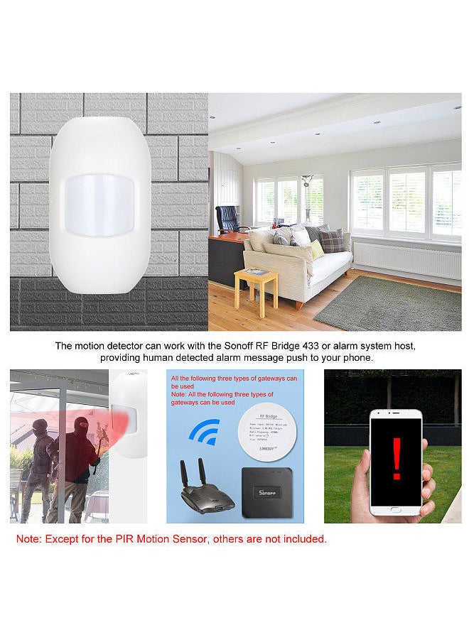 Generic - eWeLink PIR Wireless PIR Motion Sensor RF 433Mhz Dual Infrared Detector Anti-theft Alarm Sensor Smart Home Automation Security Alarm System Work with Alarm Host or RF Bridge 433 - Image 1