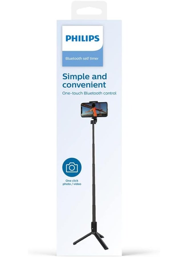 Philips Bluetooth Selfie Stick with Tripod (DLK3622NB/00) – 68cm Extendable, Wireless Remote, Foldable Portable Design – Black - Image 3