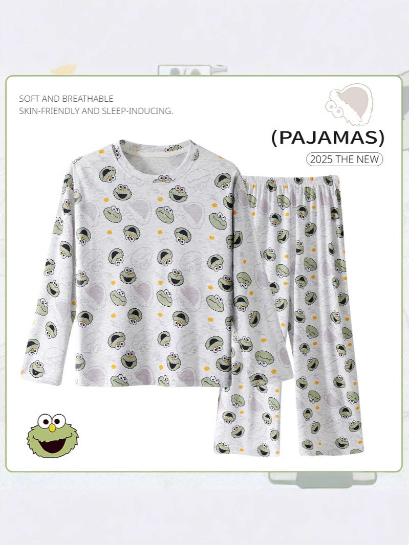 Long-Sleeved Air-Conditioning Clothing Children'S Elastic Skin-Friendly Suit Boys And Girls Cartoon Children'S Pajamas Parent-Child Clothing Home Clothing - Image 5