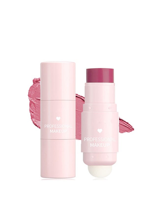 Julystar Creamy Texture Highlight Shadow Contouring Stick, Dual-ended Blush Stick With Sponge, Cream Contour Stick, 3-in-1 Cheek Blush & Lip Tint & Eyeshadow Moisturizing Lightweight Multi-Stick Blush(#103)  - Image 1