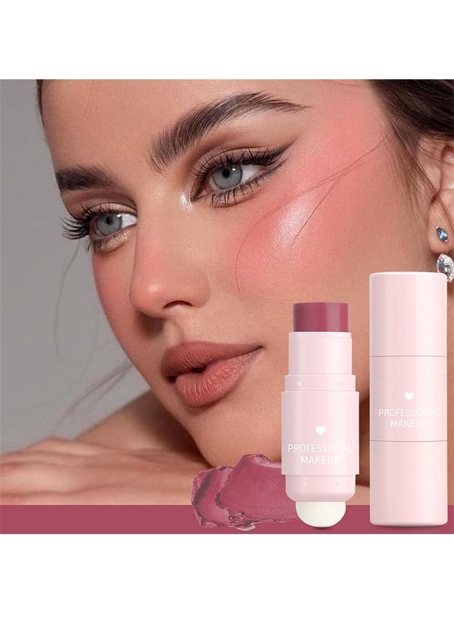 Julystar Creamy Texture Highlight Shadow Contouring Stick, Dual-ended Blush Stick With Sponge, Cream Contour Stick, 3-in-1 Cheek Blush & Lip Tint & Eyeshadow Moisturizing Lightweight Multi-Stick Blush(#103)  - Image 3