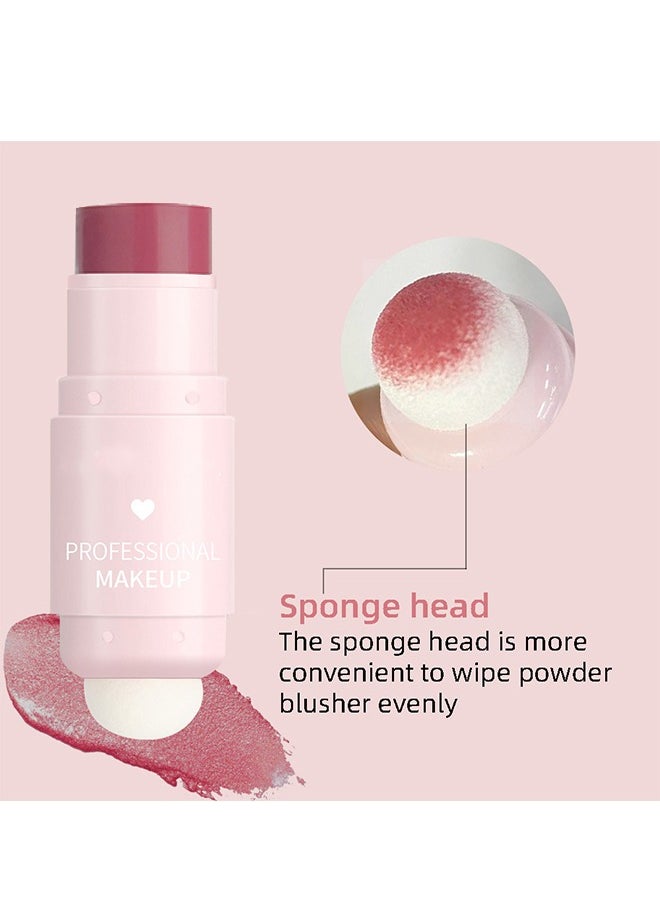 Julystar Creamy Texture Highlight Shadow Contouring Stick, Dual-ended Blush Stick With Sponge, Cream Contour Stick, 3-in-1 Cheek Blush & Lip Tint & Eyeshadow Moisturizing Lightweight Multi-Stick Blush(#103)  - Image 5