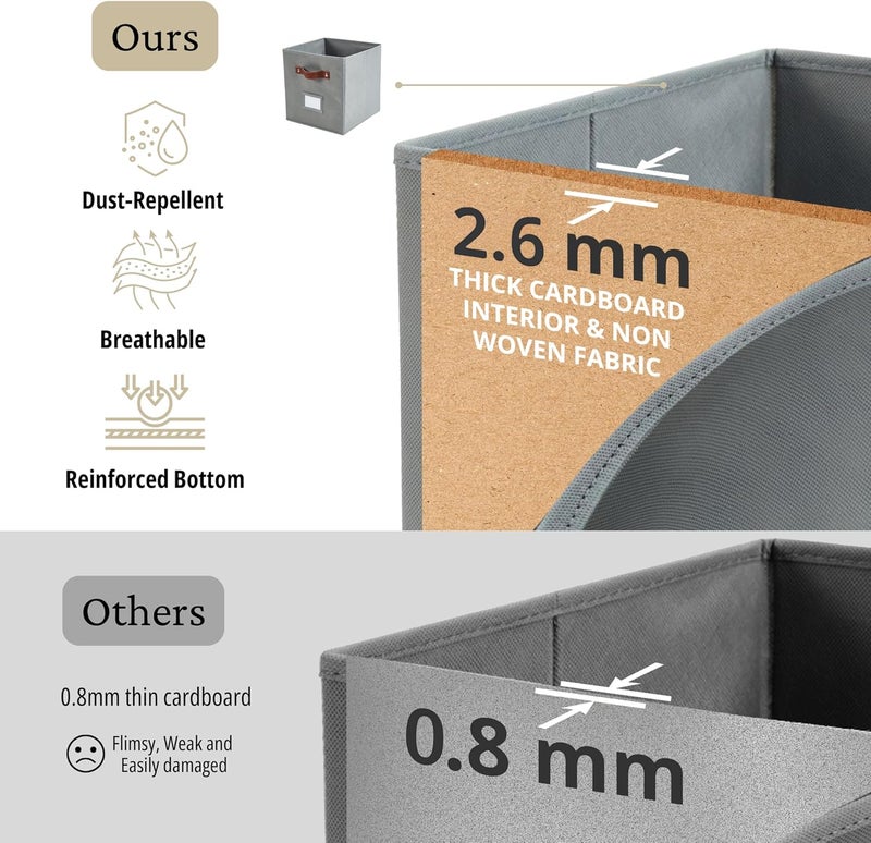 DECOMOMO Storage Basket 13x15x13 Baskets Storage Organization, Bins with Labels (Kallax/ 4pcs, Grey) - Image 5