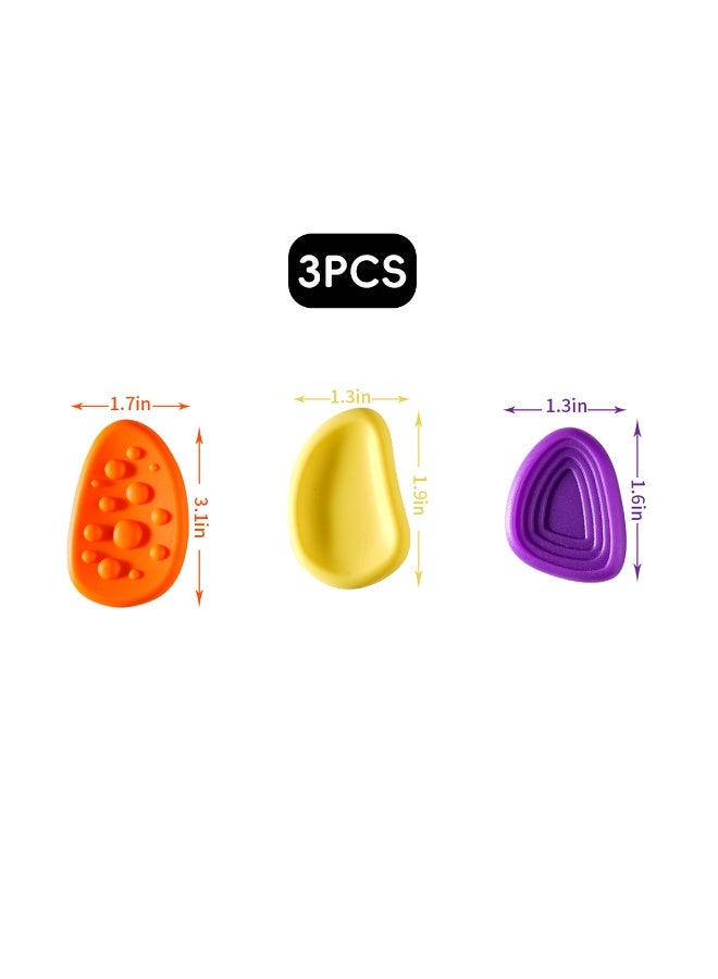 SENSORY Fidget Toys Sensory Stones 3PCS Silicone Stress Relief Toy Worry Stone Textured Anxiety Stone (Orange, Yellow, Purple) - Image 2