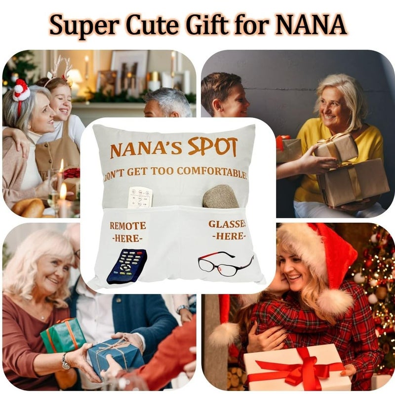 CYMROK Nana Gifts Grandma Gifts  2-Pocket Nana Throw Pillow Covers 18x18 Inch  Birthday Christmas Stocking Stuffers Valentine's Day Gifts for Granny Gigi Mimi Grandmother - Image 3