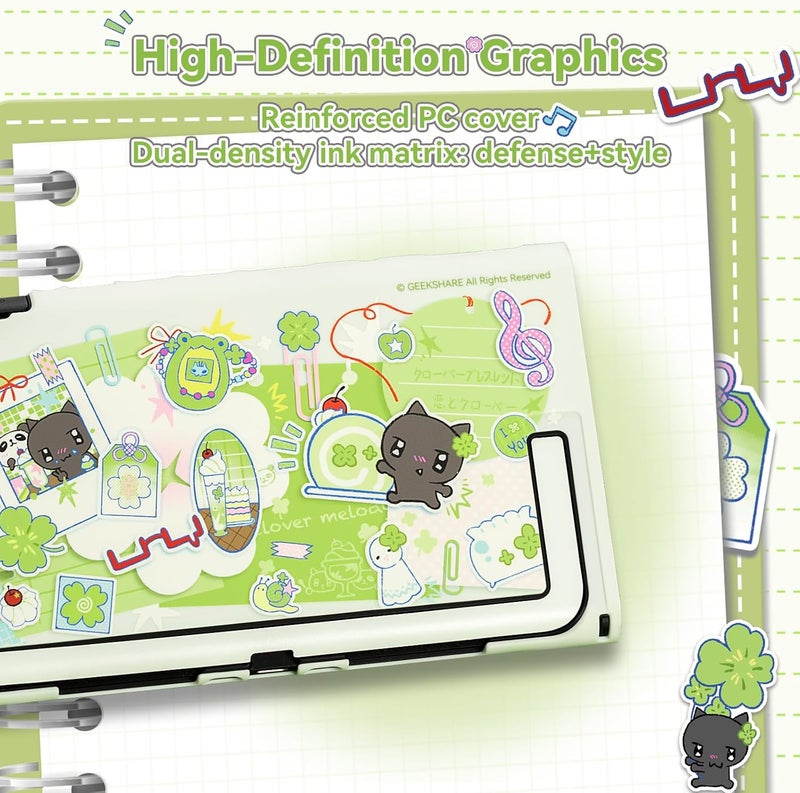 GeekShare حافظة GeekShare الواقية متوافقة مع Switch 2، غطاء ناعم قابل للتثبيت على الكمبيوتر لوحدة تحكم Switch 2 ووحدة الألعاب (لون أخضر، تصميم “Lucky Memo”) - Image 5