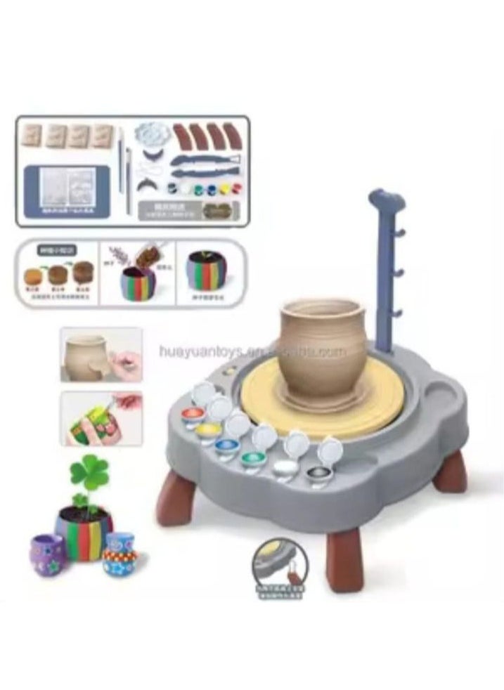 Universal Pottery Wheel, DIY Pottery Studio with Yard, Craft Activity with Stickers, Artist Studio, Ceramic Machine with Air Dry Clay, Educational Toy for Kids Beginner  - Image 1