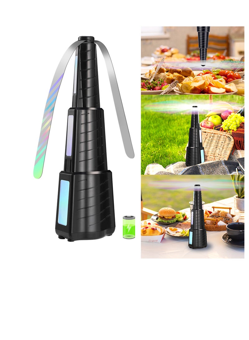 SOLARAE Food Fan Collapsible Food Fans for Outdoor Indoor Table Top with Holographic Blades Recharg-eable for Outside Eating BBQ Dining Restaurant Kitchen Picnic Patio Home - Image 1