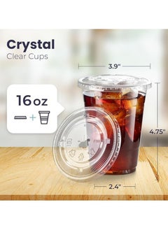 LIMOS Disposable Clear Plastic Cups, 50 Pack 16 oz with Flat Lids, Premium BPA-Free Cups for Iced Coffee, Smoothies, Parties, Lemonade, Cold Drinks, Juice, Milkshakes, Bubble Tea  - Image 5