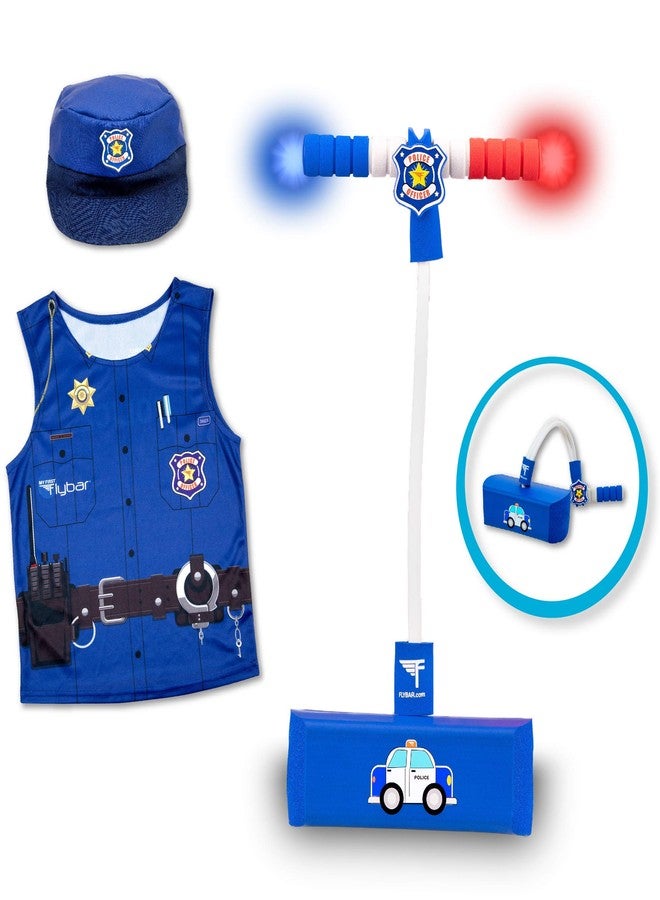 Flybar Pogo Hopper Pretenders Police Role Play Costume Set- Includes Police Cap and Vest, Police Pogo Hopper with Siren and Flashing Lights - Indoor and Outdoor Fun for Ages 3 and Up - Image 1