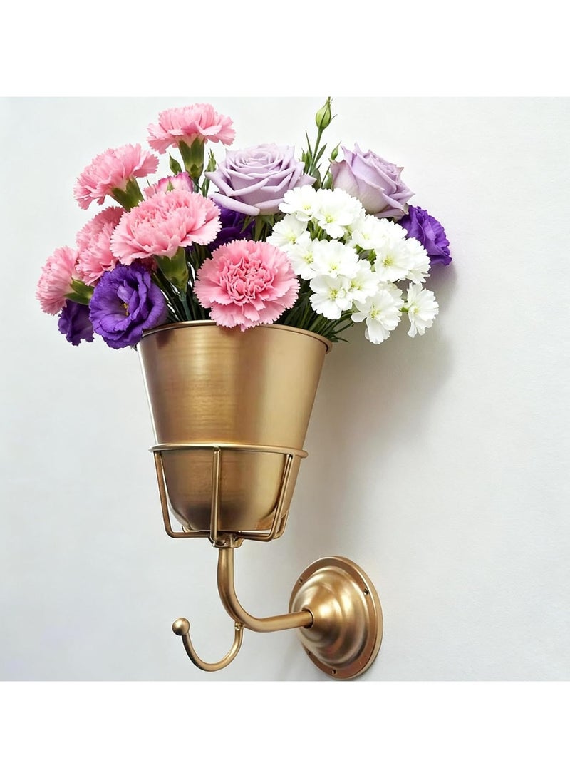 general Wall-mounted vases, hanging home decor, vintage brass container vases, eclectic hanging ornaments, multi-purpose hanging storage boxes, kitchen and bathroom organization wall decor - Image 1