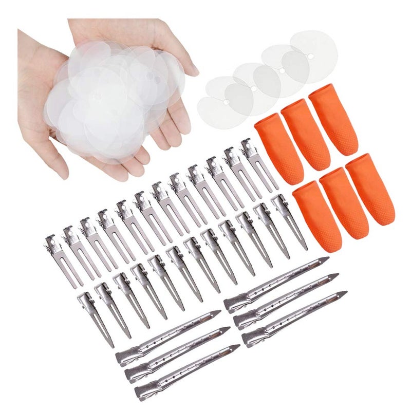yantaisiyu 150 Pieces Heat Shield Guards for Hair Extensions with 30 Pieces Hair Clips, Round Circular and Single Hole Shield Spacers, Clear PVC Fusion Keratin Glue Protector Templates for Hair Extension - Image 1