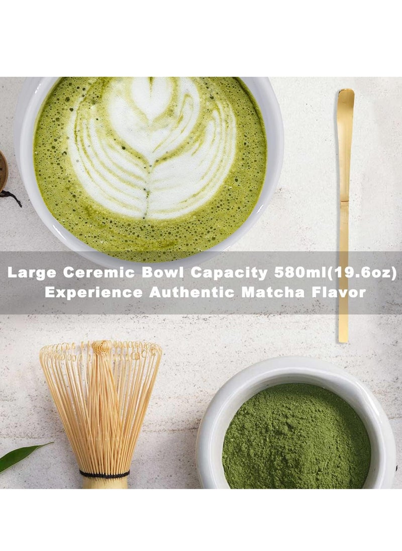Arabest Matcha Whisk Set, 4 Piece Matcha Set with Ceramic Bowl, Prong Bamboo Whisk, Whisk Holder and Traditional Scoop, Matcha Stirrer Set for a Traditional Cup of Matcha White  - Image 5