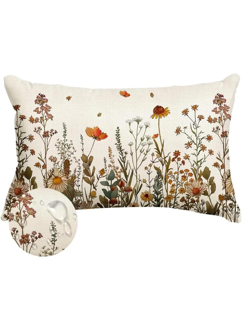 Relex Country Style Pillow Covers, Waterproof Floral Decor Lumbar Cushion Cases, Decoration Cushion Covers for Home, Sofa, Patio, Porch (Multicolor, 30X50 cm) - Image 1