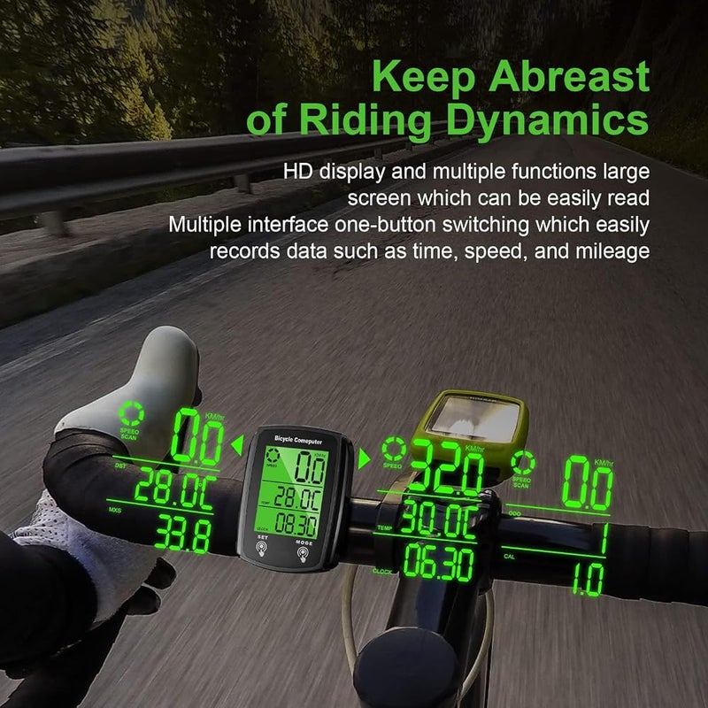 SYOSI Bike Computer, SYOSI 19 Functions IP54 Waterproof Bicycle Speedometer Odometer, GPS Cycling Computer with LCD Backlight Display, Touch Screen, Automatic Start/Stop for Cycling - Image 4