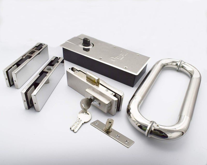 RAB Floor Spring Combo Set //Patch Bottom//Patch Top//Patch Top Plate//Glass Handle//Patch Lock for Glass Door Fitting, Load Capacity:-90KG. - Image 1