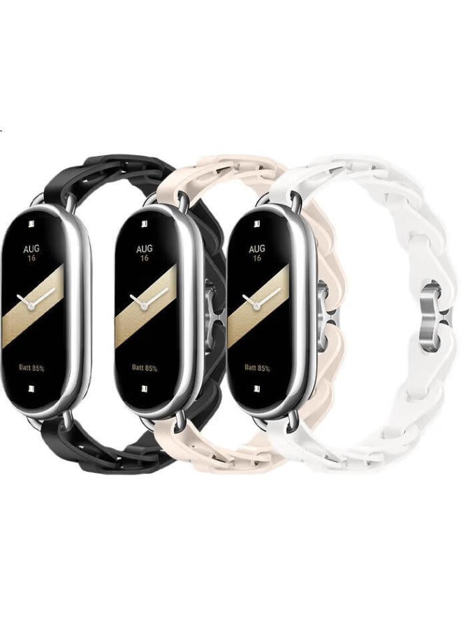 Bho Suitable For Xiaomi Band 9 Strap, Smart Fitness Bracelet Wristband, Xiaomi Band 8 Creative Silicone Chain Buckle Strap, Xiaomi Band 8 Nfc Version Accessories - Image 3
