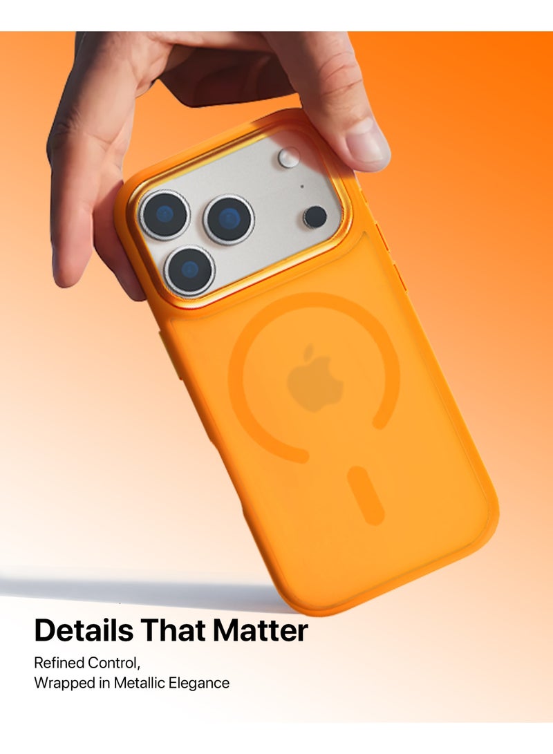 INFINYTY iPhone 17 Pro Max Premium Frosted Soft Touch Case with Metallic Camera Frame– Modo Orange, Matte Back, MagSafe Compatible, Mil. Grade Drop Protection, Anti-Slip Grip, Scratch-Resistant, Soft-Touch Finish, Raised Camera and Screen Protection - Image 4