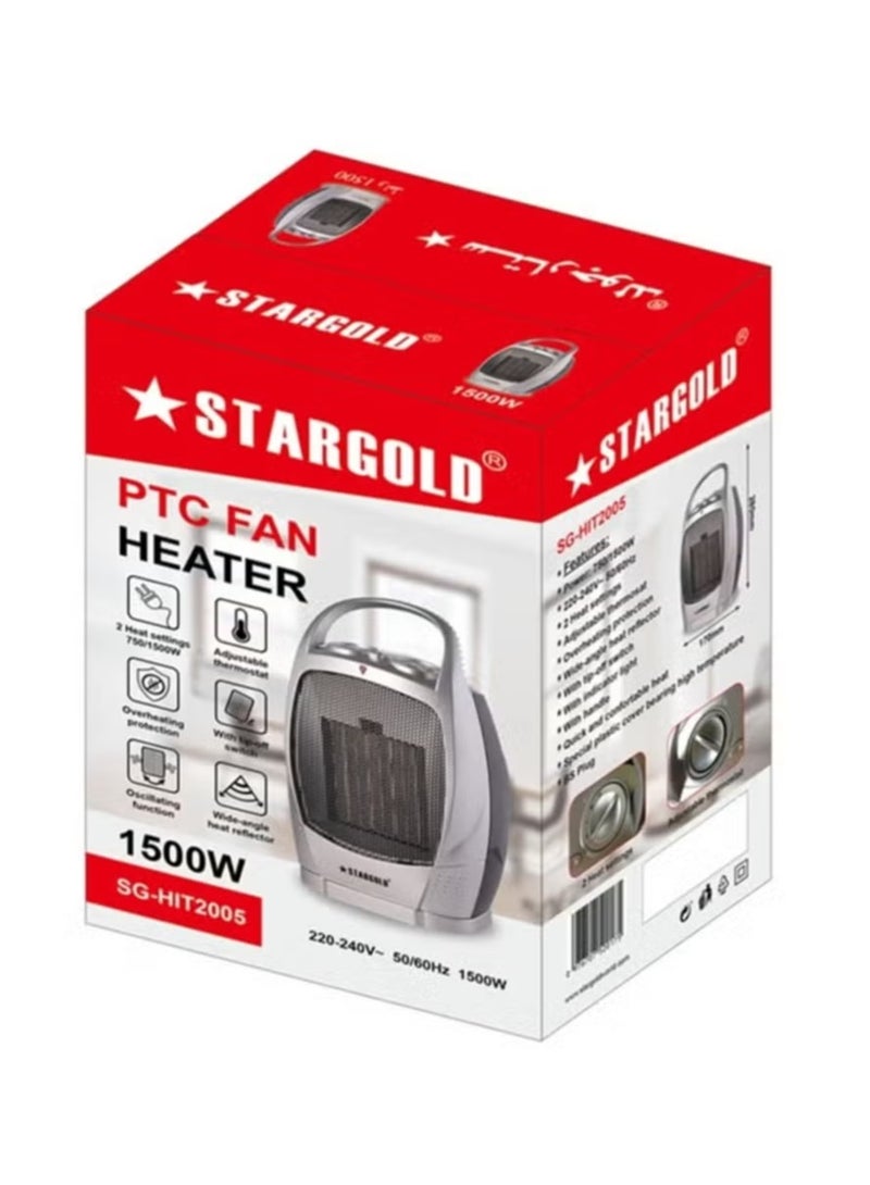Stargold 1500W Portable Electric PTC Fan Room Heater – Fast Heating for Bedroom, Office, Living Room, Energy-Efficient Ceramic Fan Heater with Adjustable Heat Settings, Compact & Safe Design  - Image 2