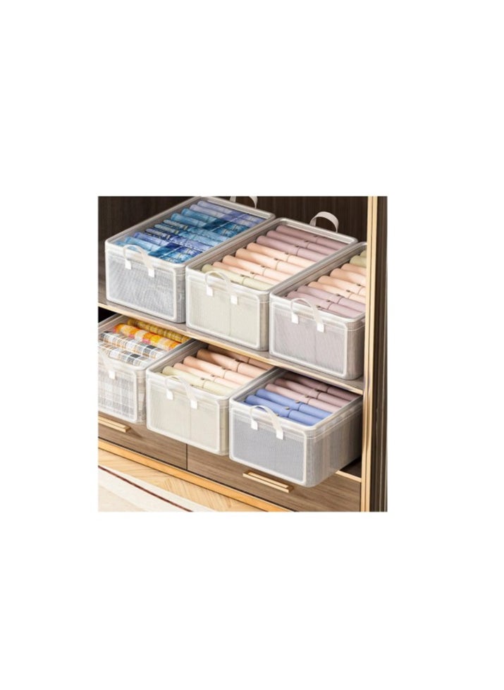 Generic - 2Pack Clothes Storage Box, Foldable Clothes Box with Handles for Closet, Folding Clothes Bins for Wardrobe Cabinet, Stackable Closet Mesh Storage Box for Clothes,Towels,Snacks, Toys - Image 1