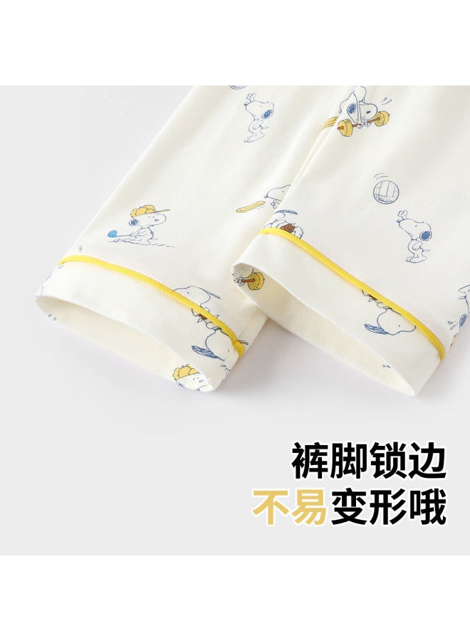 Snoopy Kids Spring And Autumn Pure Cotton Comfortable Long Sleeve Pajama Set Boys And Girls Homewear Sports 120