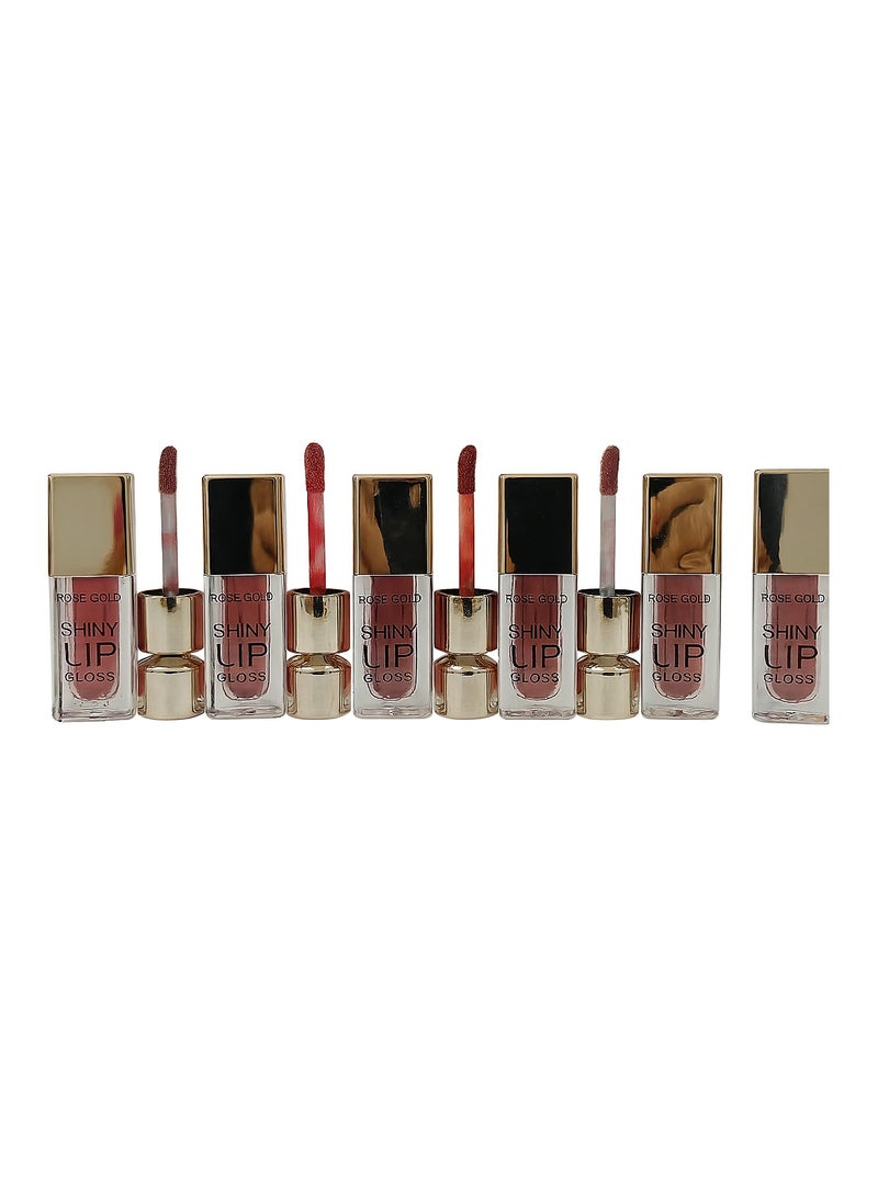 Rose Gold Rose Gold Shiny Lip Gloss Set – 6 Moisturizing Colors - Image 1