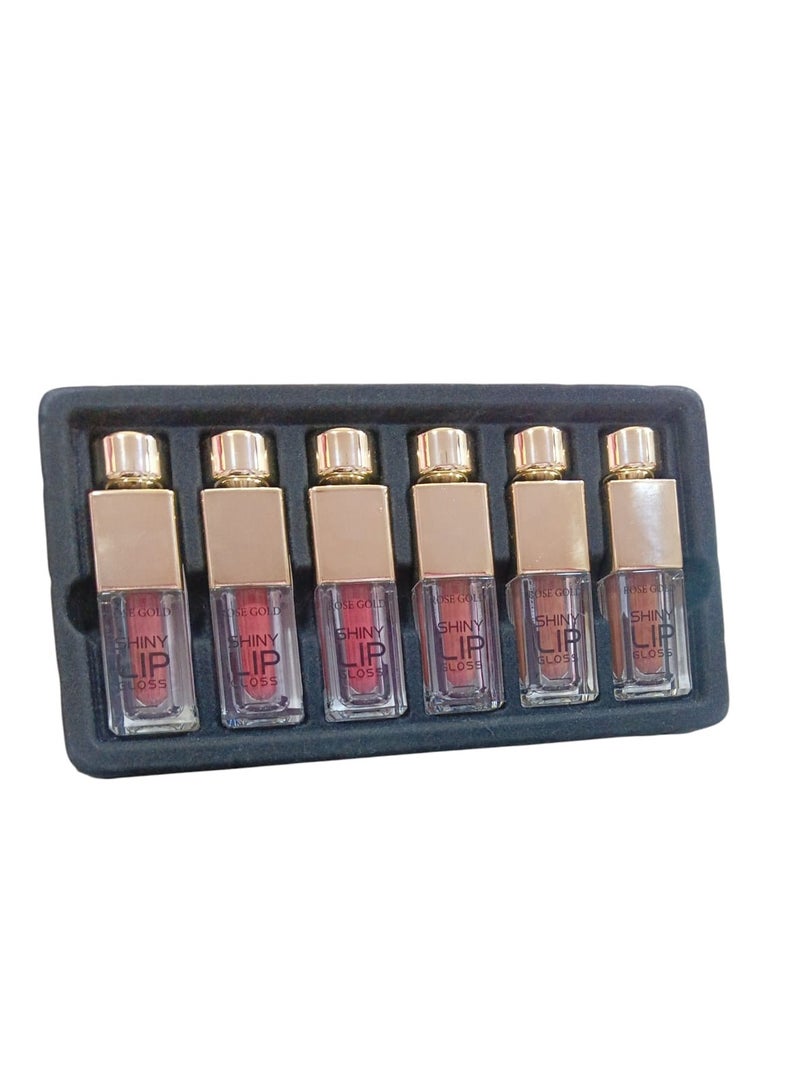 Rose Gold Rose Gold Shiny Lip Gloss Set – 6 Moisturizing Colors - Image 2