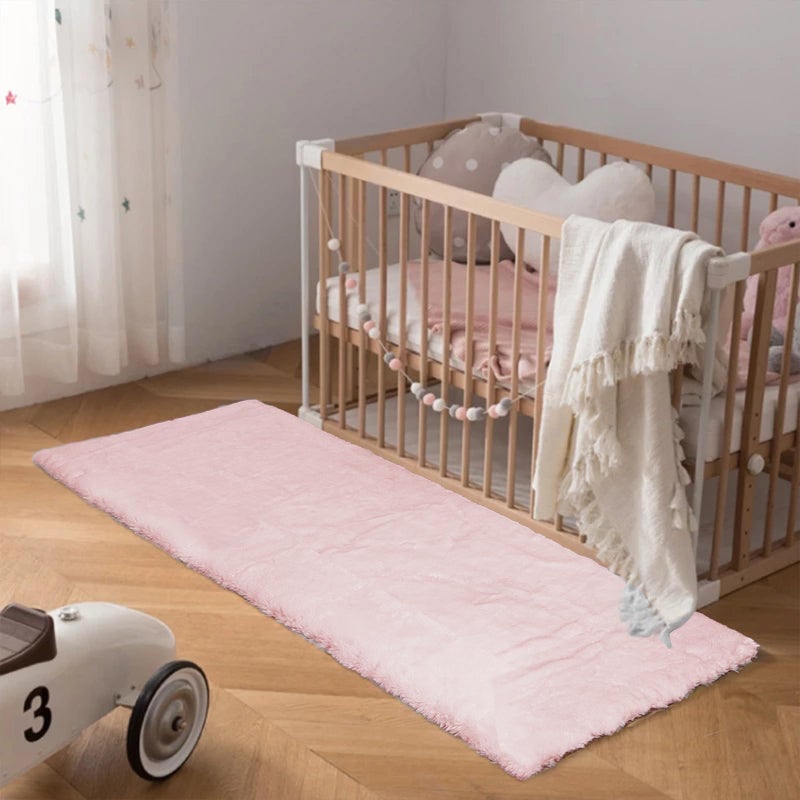 Latepis Light Pink Runner 2x6 Rug Small Fluffy Shag Rug Faux Rabbit Fur Washable Non-Slip Rug for Living Room  Sofa Mat  Bedside Rug  Dorm - Image 1