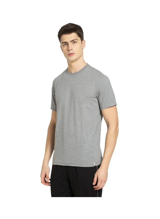 Jockey Grey Melange 2714 Men Super Combed Cotton Rich Solid Round Neck Half Sleeve T Shirt for Men | Best Price UAE