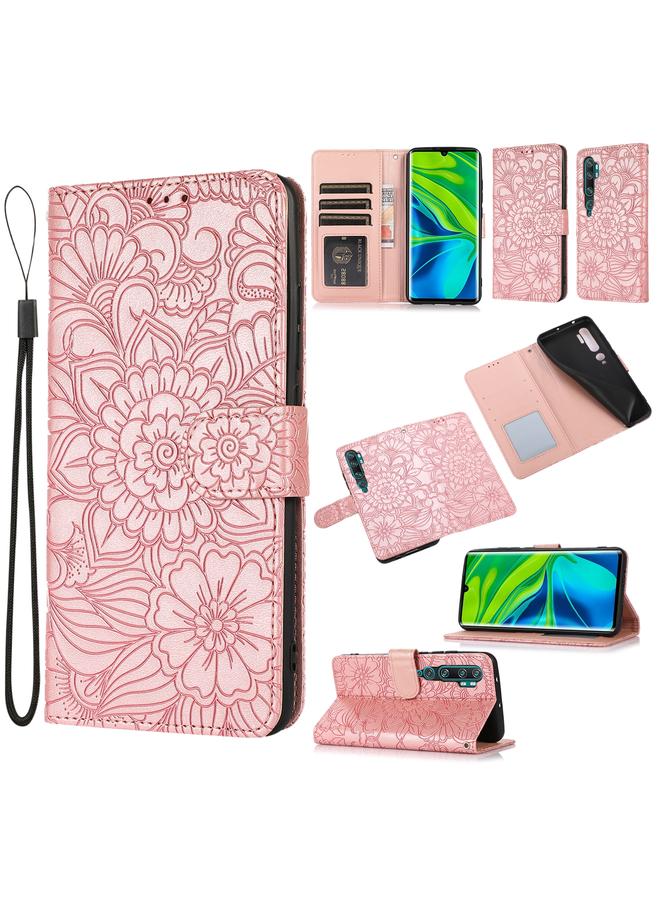 Case For Xiaomi Mi CC9 Pro Skin Feel Embossed Sunflower Horizontal Flip Leather Case with Holder & Card Slots & Wallet & Lanyard