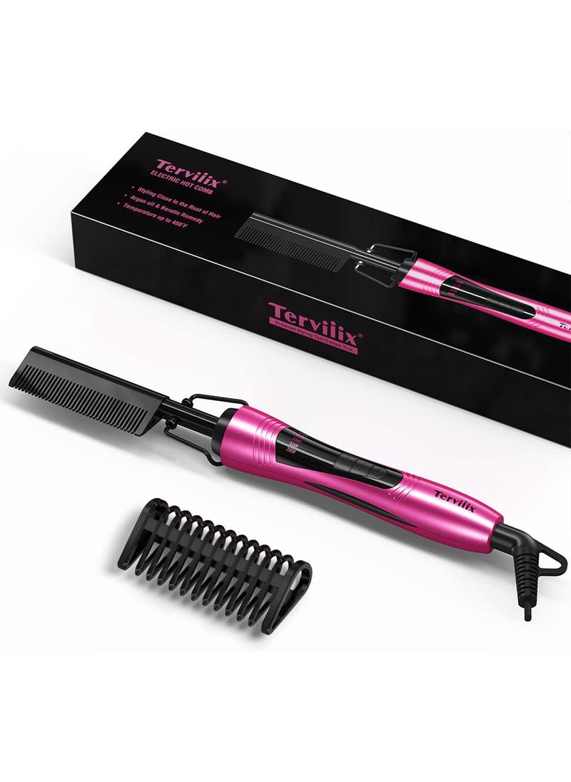 Terviiix Hot Comb Electric by Terviiix Pressing Combs for Natural Black Hair Wigs  Beard AntiScald Straightening Comb with Keratin  Argan Oil Infused Teeth Temperatures Adjustable 60 Min Auto Shut Off 