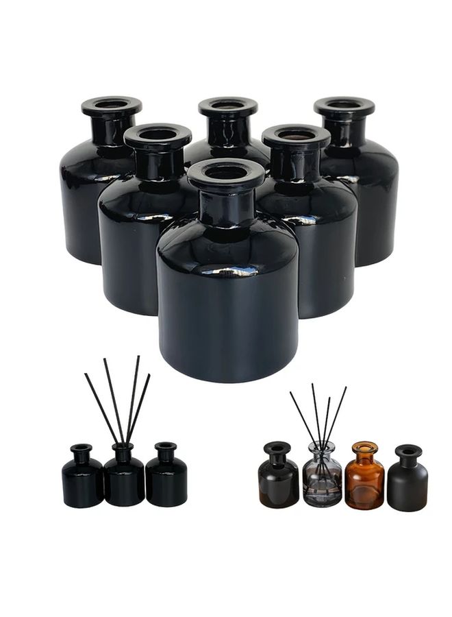 Black Glass Bottle 3 Pack With Reed Sticks Aroma Diffuser For Home Decor Gift - Image 1