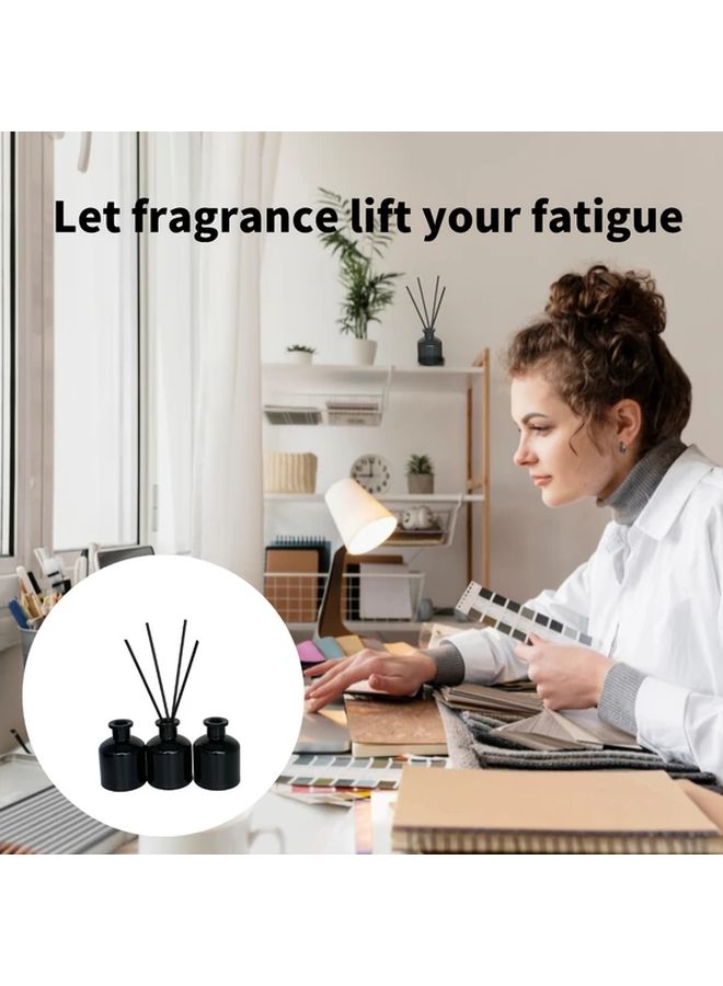 Black Glass Bottle 3 Pack With Reed Sticks Aroma Diffuser For Home Decor Gift - Image 5
