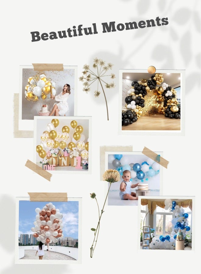 50 pcs 12-inch Metallic Sequined High-Quality Thickened Latex Balloons Set, Perfect for Kids' Birthday Parties, Comes with an Air Pump and Ribbons - Image 2