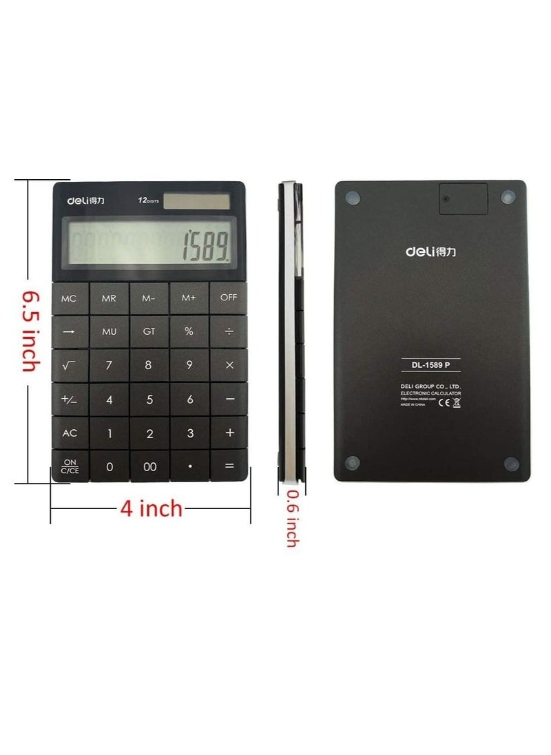 Deli Electronic Calculator 12 Digits Large Display with Back Button Dual Power Exotic Design For Home and Office  - Image 2