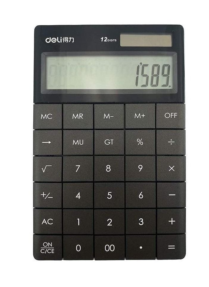 Deli Electronic Calculator 12 Digits Large Display with Back Button Dual Power Exotic Design For Home and Office  - Image 1