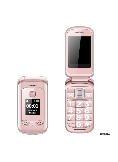 Dual Screen Flip Mobile Phone with Large Keypad and Easy Functions for Elderly People