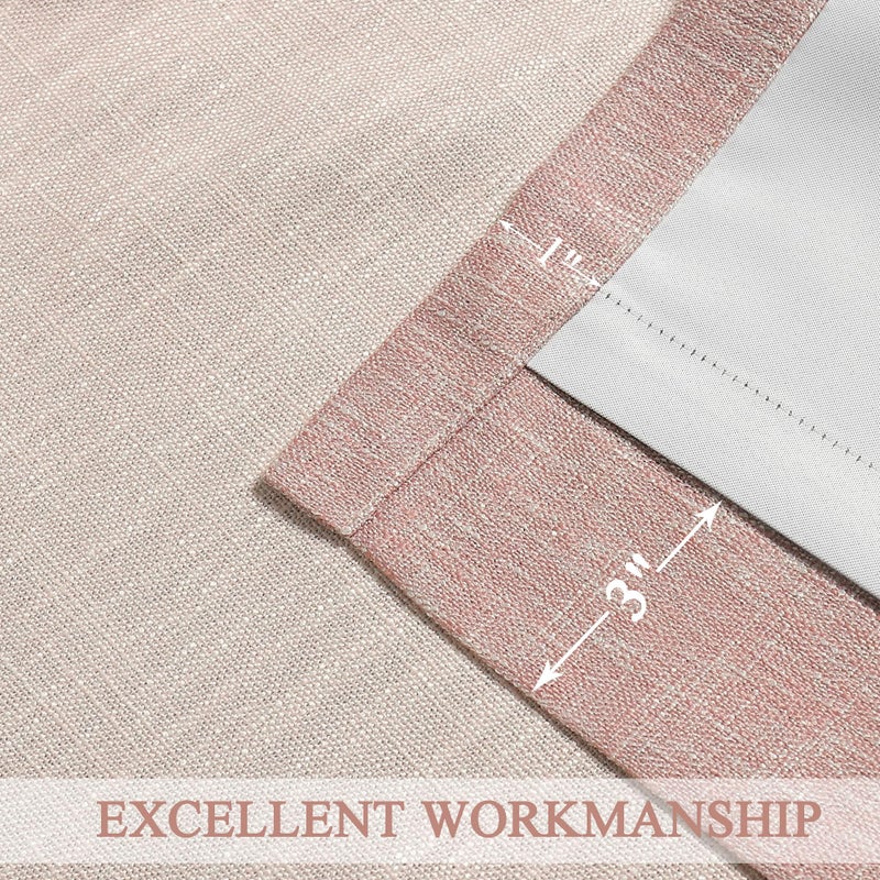 Central Park Ombre Full Blackout Window Curtain Panels Thermal Insulated Noise Reduction Rustic Farmhouse Bedroom Drapes Heavy Linen Texture Window Treatment Set Gradient Print Cream White to Pink, 50"x63"x2 - Image 3