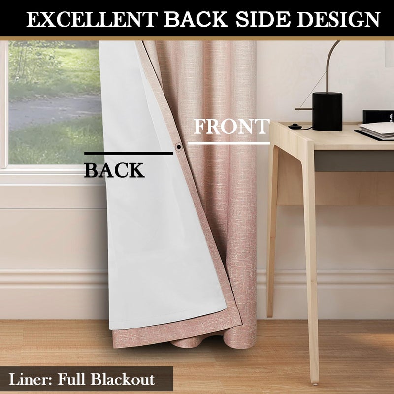 Central Park Ombre Full Blackout Window Curtain Panels Thermal Insulated Noise Reduction Rustic Farmhouse Bedroom Drapes Heavy Linen Texture Window Treatment Set Gradient Print Cream White to Pink, 50"x63"x2 - Image 5