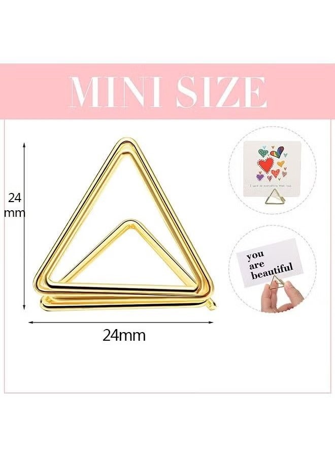 Generic 20-Piece Triangle Shape Name Card Holder, Mini Wedding Table Card Holders, Setting Holder Picture Clips Stand for Centerpiece Anniversary Party (Gold)  - Image 2