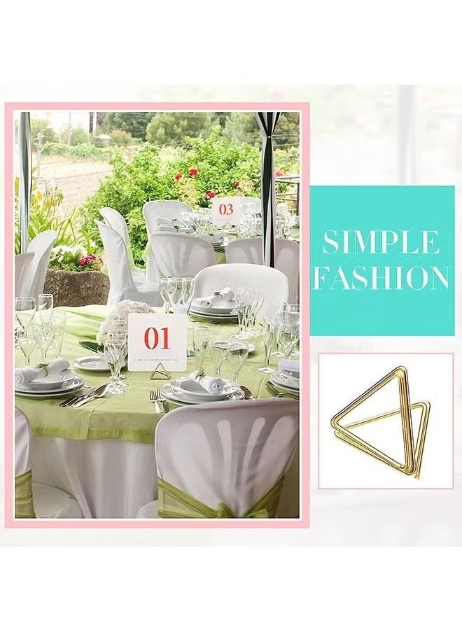 Generic 20-Piece Triangle Shape Name Card Holder, Mini Wedding Table Card Holders, Setting Holder Picture Clips Stand for Centerpiece Anniversary Party (Gold)  - Image 4