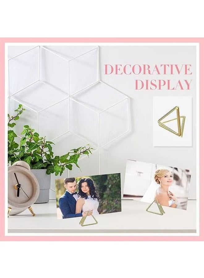 Generic 20-Piece Triangle Shape Name Card Holder, Mini Wedding Table Card Holders, Setting Holder Picture Clips Stand for Centerpiece Anniversary Party (Gold)  - Image 5