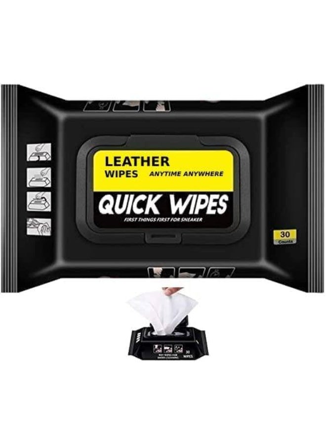 MOMENT Leather Cleaner Wipes 30 Count (Pack Of 1), Leather Clean Condition Protect Wipes For Vinyl, Apparel Furniture Auto Car Interior Shoes Boots Bags - Image 1