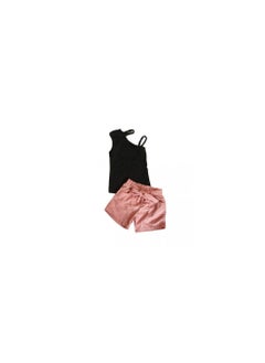 Girls' outing set consisting of a black top and shorts of Simon color