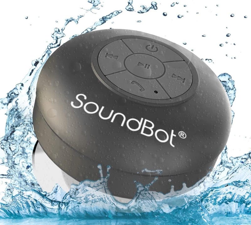 SoundBot ® مكبر صوت مقاوم للماء للاستحمام HD مقاوم للماء بلوتوث يدوي محمول مع أصوات واضحة وعالية 6+ ساعات من وقت التشغيل، كوب شفط لاسلكي صغير متين للسفر في الهواء الطلق المنزل SB510 (أسود) - Image 1