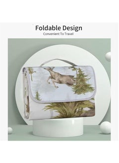xozgdovg Insular Baby Splat Mat for Under High Chair/Arts/Crafts, Anti Slip and Waterproof Splash Mat for Floor, Portable Picnic Mat, 51x51 Inch, Forest Deer  - Image 3
