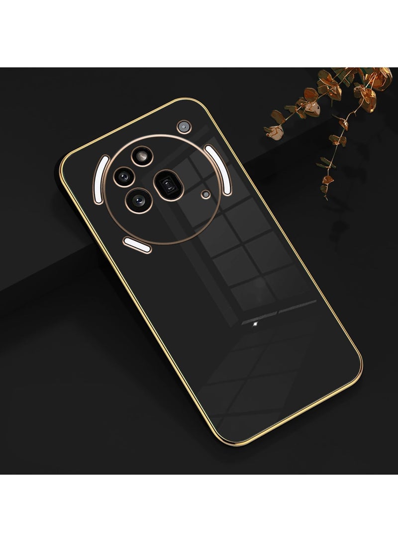Compatible with Nothing Phone 3A Pro cover, smooth veneer gold plated chrome, black Thin and smooth shock-proof full protection Nothing Phone 3A Pro case -black - Image 2