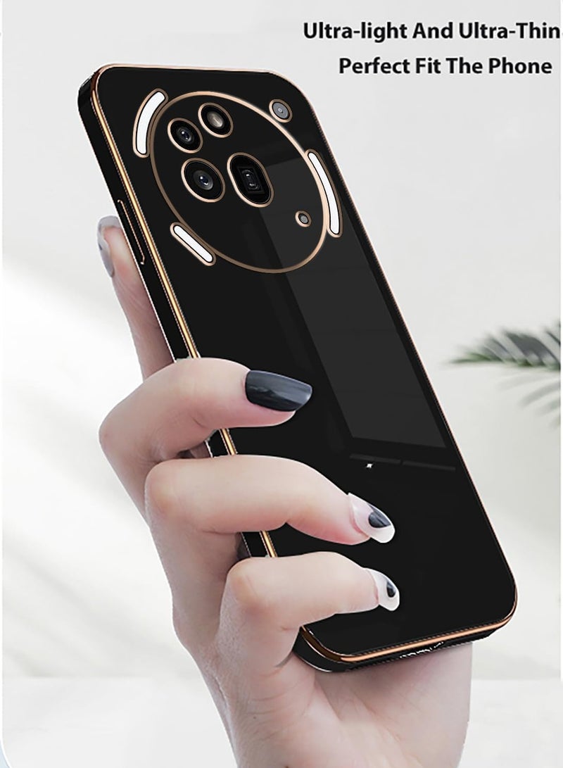 Compatible with Nothing Phone 3A Pro cover, smooth veneer gold plated chrome, black Thin and smooth shock-proof full protection Nothing Phone 3A Pro case -black - Image 3